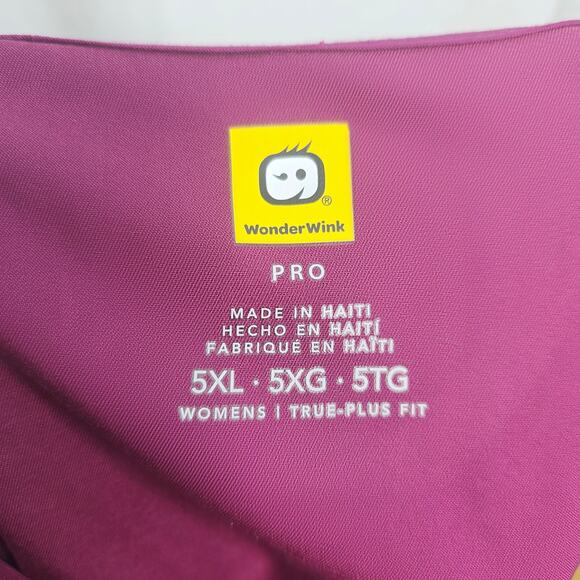 Wonder Wink Women's 4-Pocket V-Neck Short Sleeve Scrub Top #6319 Wine Color 5XL - Picture 3 of 15